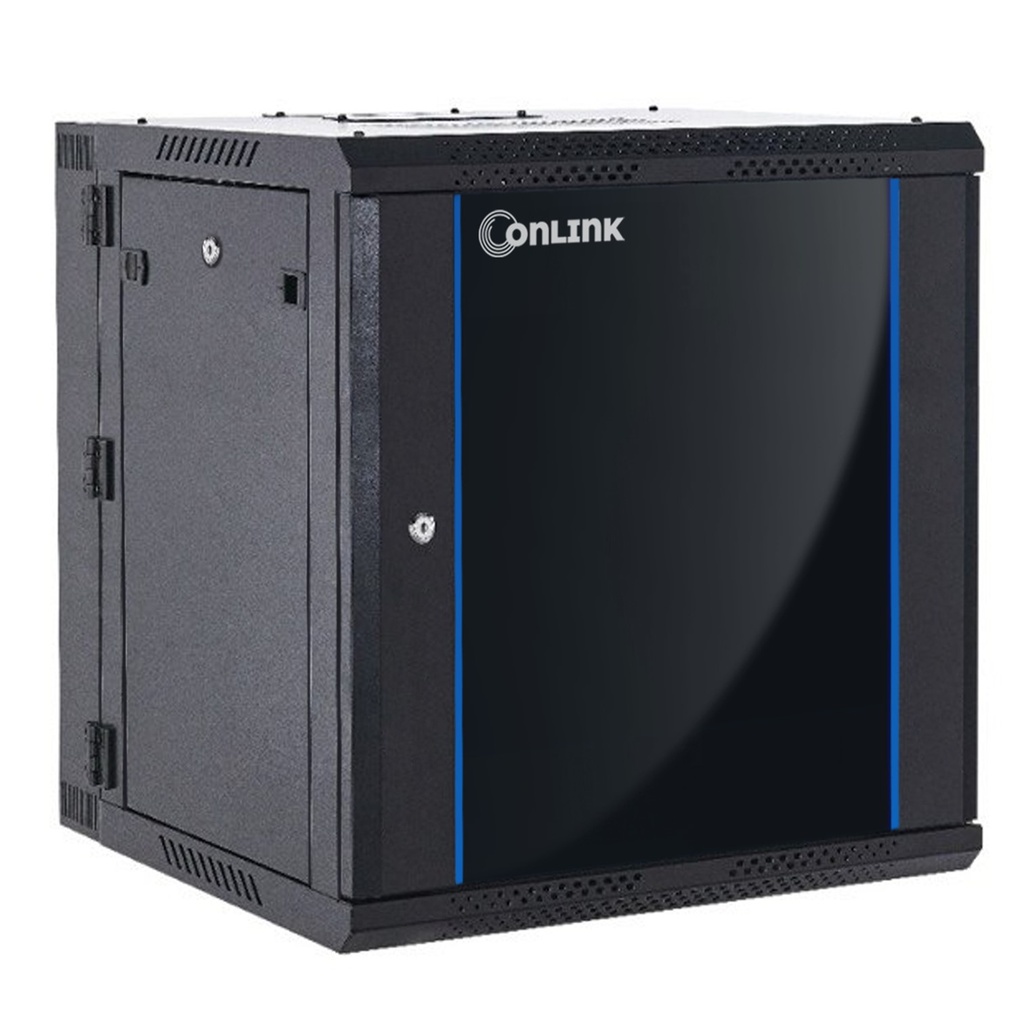 Rack de Pared Cerrado Abatible 15U 600x550x769mm con Puerta de Vidrio [Incluye 3 Cerraduras]