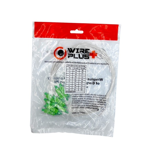 [WPF-CON-PIG-SCAPC] PIGTAIL 1 CONECTOR SC-APC 0.9MM 1.5MTS PAQ. 10UNDS WIREPLUS