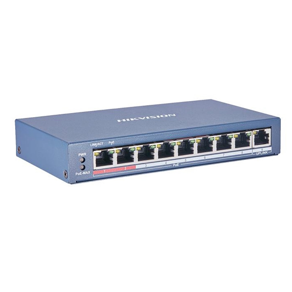 [DS-3E0109P-E] SWITCH POE 8 PUERTOS A 10/100 MBPS + 1 PUERTO UPLINK