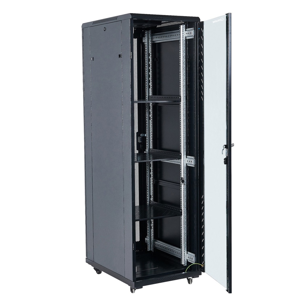 [AS6837-VDM/600x800] Onlink - Rack de Piso Cerrado 37U 600x800x1832mm con Puerta Frontal de Vidrio y Doble Puerta Trasera de Malla