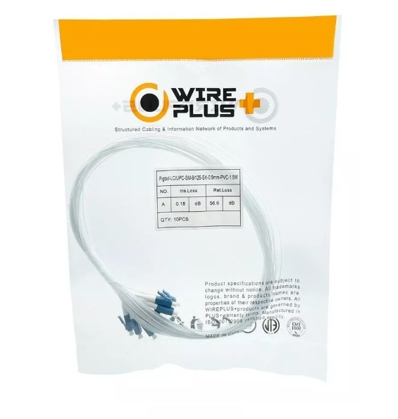 PIGTAIL 1 CONECTOR LC-UPC 0.9MM 1.5MTS PAQ. 10UNDS WIREPLUS
