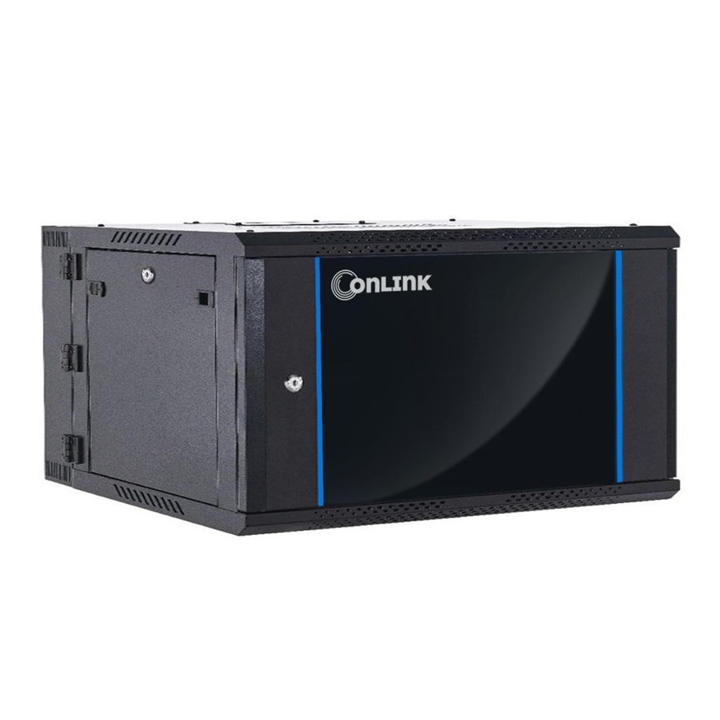 Rack de Pared Cerrado Abatible 4U 600x550x280mm con Puerta de Vidrio [Incluye 3 Cerraduras]