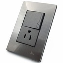 INTERRUPTOR + TOMACORRIENTE C/TIERRA PLATA INOX