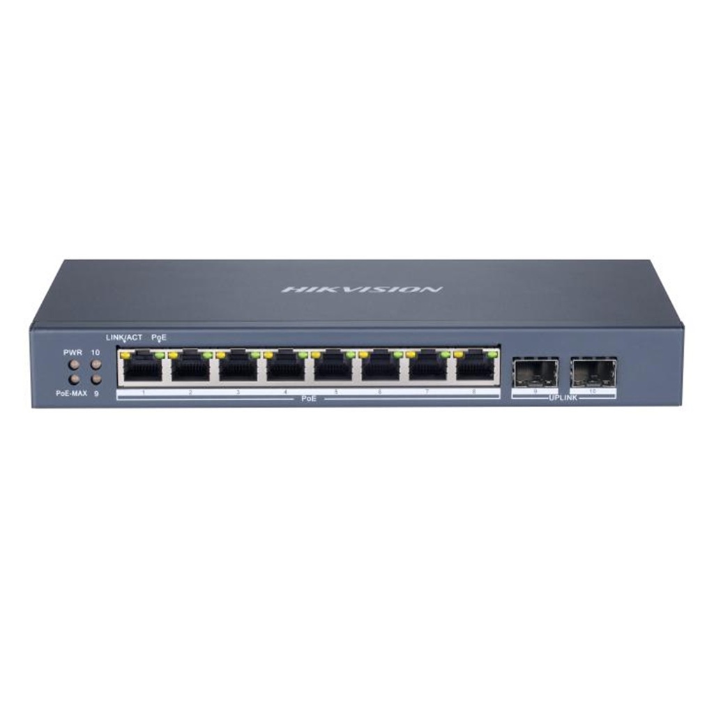 [DS-3E1510P-SI] SWITCH POE 8 PUERTOS GIGABIT PUERTOS POE + 2 PUERTO FIBRA OPTICA GIGABIT