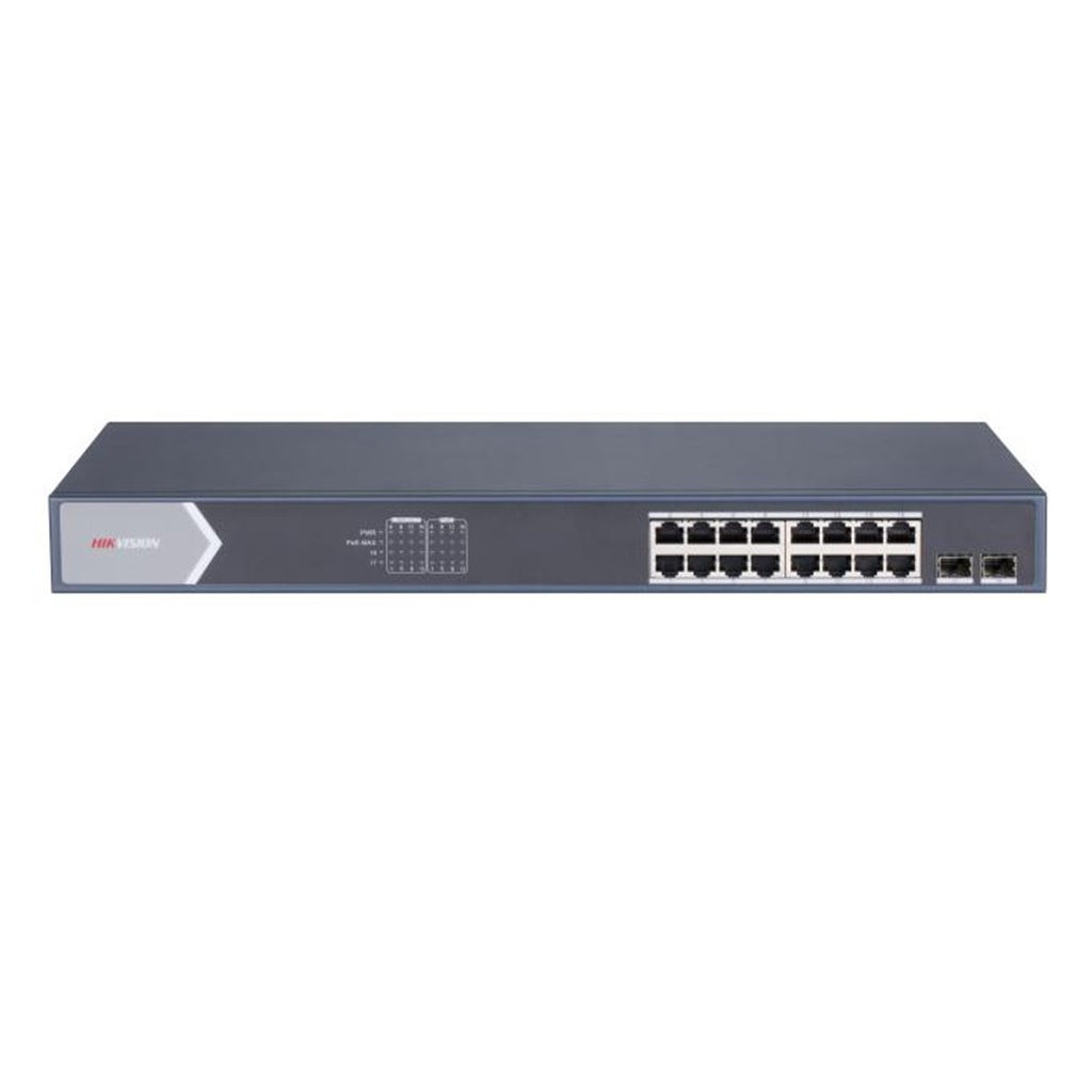 [DS-3E1518P-SI] SWITCH POE 16 PUERTOS GIGABIT PUERTOS POE + 2 PUERTO FIBRA OPTICA GIGABIT
