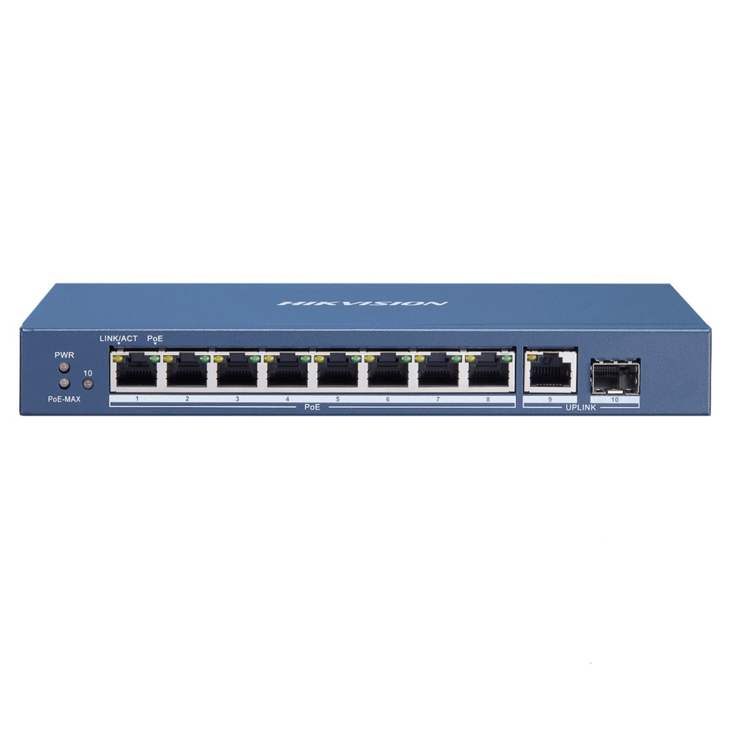 [DS-3E0510P-E/M] SWITCH POE 8 PUERTOS GIGABIT + 1 PUERTO GIGABIT + 1 PUERTO SFP