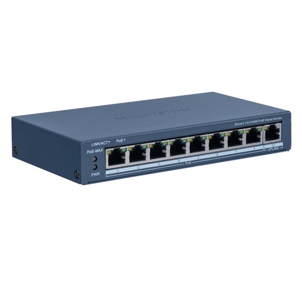 [DS-3E1309P-EI/M] SWITCH MONITOREABLE POE 8 PUERTOS A 10/100 MBPS + 1 PUERTO 10/100/1000 MBPS UPLINK 110W