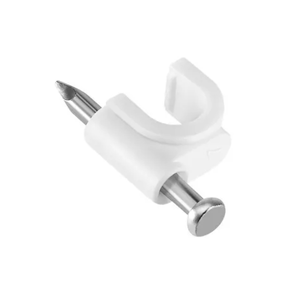 GRAPA 16MM CURVA P/CABLE COAX CURVA DE 5MM COLOR BLANCO 20 PCS