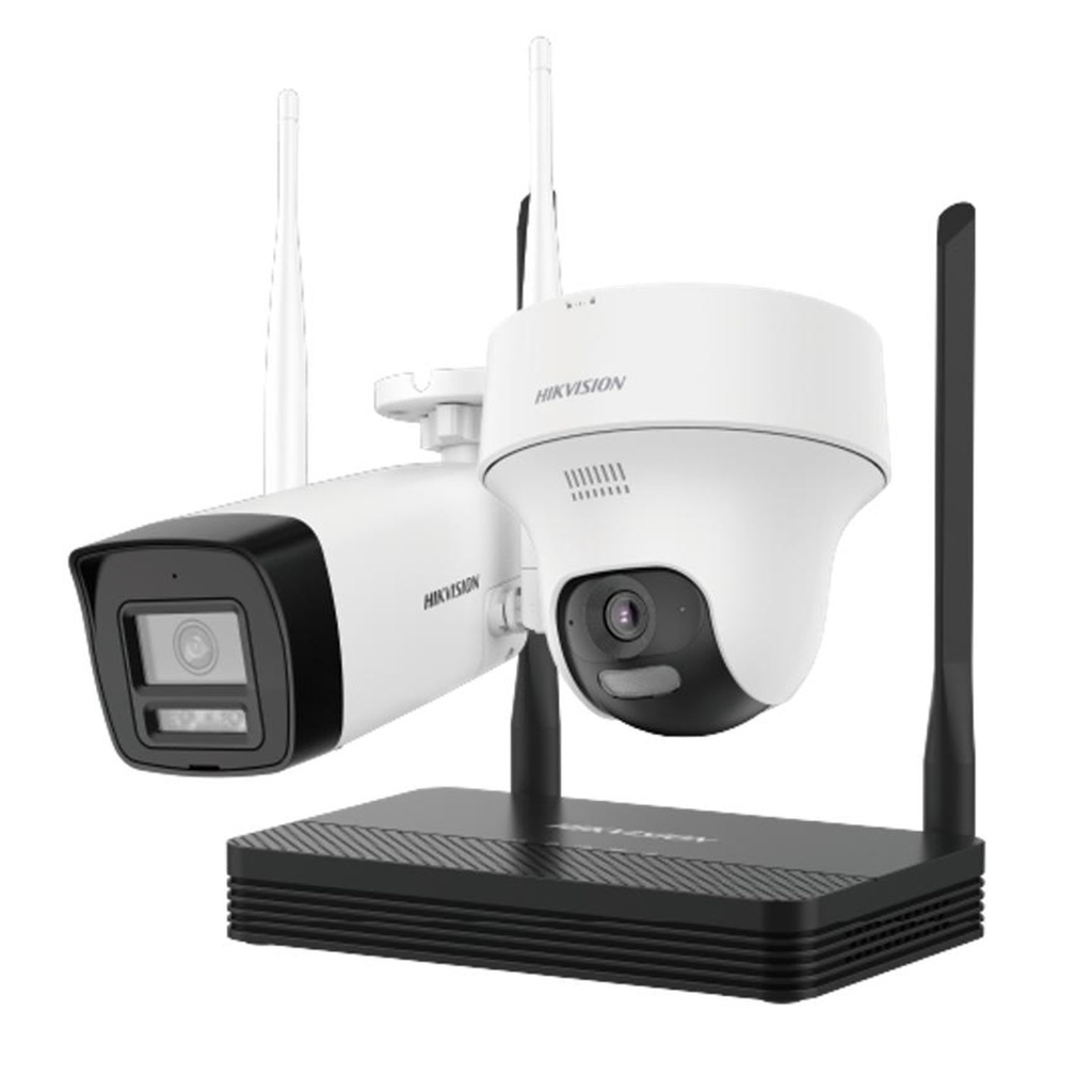 [DS-J142I(STD)/NKS424W02H] KIT 1 CÁMARAS BALA 4MP 1 CÁMARA TURRET 4MP 1 GRABADORA WI-FI HASTA 512 GB DE ALMACENAMIENTO INCLUYE FUENTE Y CABLE RJ45