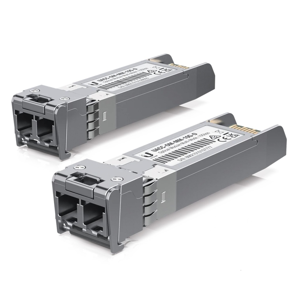 (UACC-OM-MM-10G-D-2) Ubiquiti - UFiber Módulo SFP+ 10G Transceptor MiniGibic MultiModo 10Gbps Hasta 300 Metros Conectores LC (2-Pack)