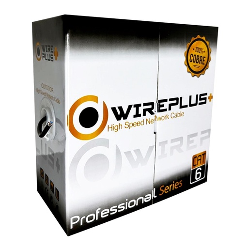 [CAB-UTP6-100-CO-OUT] CABLE UTP WIREPLUS+ OUTDOOR CAT6 100% COB 100m