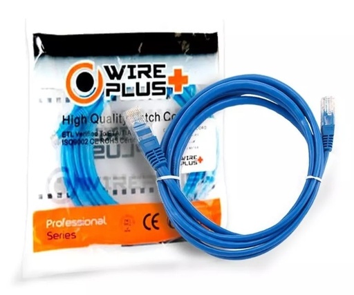 [WP-PC-C5E-2BLUE] PATCH CORD WIREPLUS+ CAT5e AZUL 2m