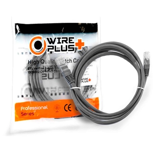 [WP-PC-C5E-1GRAY] PATCH CORD WIREPLUS+ CAT5e GRIS 1m.