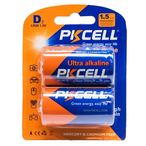 [PK-DLR20-X2] PILA ULTRA ALKALINA - D LR20 2U PKCELL