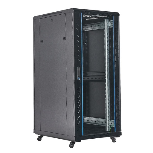 [AS6827-VDM/600x800] Rack de Piso Cerrado Onlink 27U 600x800x1387mm con Puerta Frontal de Vidrio y Doble Puerta Trasera de Malla