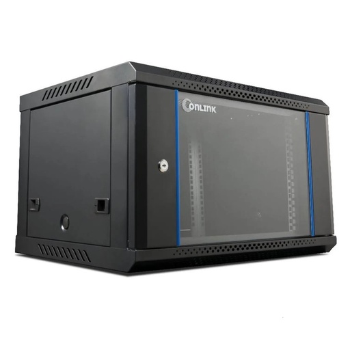 [WM6406] Rack de Pared Cerrado Fijo Onlink 6U 600x 450x368mm con Puerta de Vidrio [Incluye 3 Cerraduras]