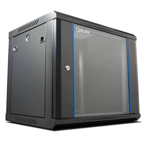 [WM6409] Rack de Pared Cerrado Fijo Onlink 9U 600x450x501mm con Puerta de Vidrio [Incluye 3 Cerraduras]