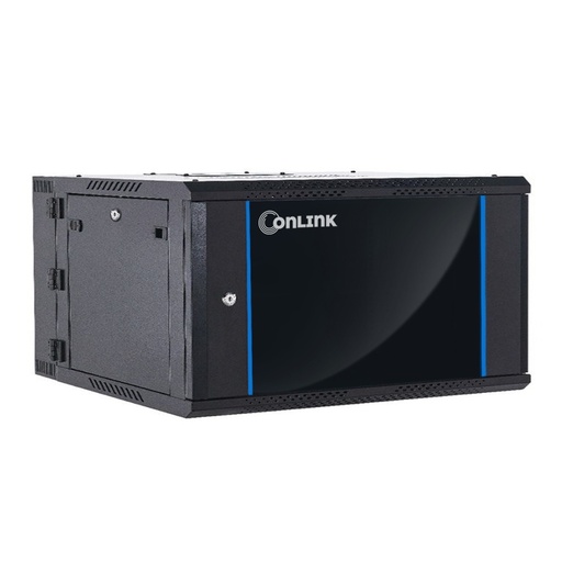 [WMG6504-550] Rack de Pared Cerrado Abatible 4U 600x550x280mm con Puerta de Vidrio [Incluye 3 Cerraduras]