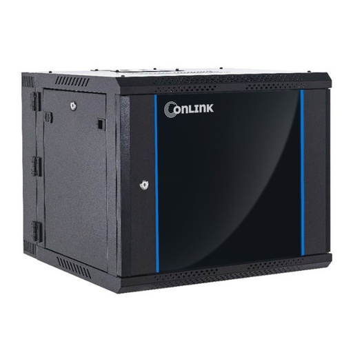 [WMG6506-550] Rack de Pared Cerrado Abatible 6U 600x550x368mm con Puerta de Vidrio [Incluye 3 Cerraduras]