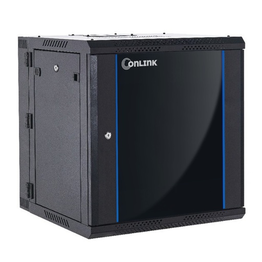 [WMG6512-550] Rack de Pared Cerrado Abatible 12U 600x550x635mm con Puerta de Vidrio [Incluye 3 Cerraduras]