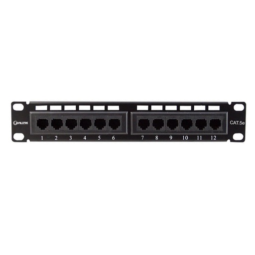 [PN-UTP5E12] Mini Patch Panel 12 Puertos 10" 1U Categoria 5E