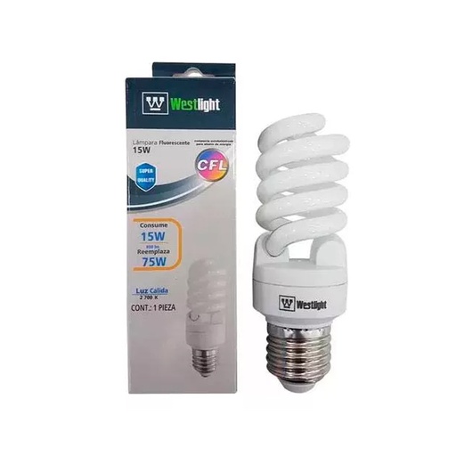[WL-W0266] BOMBILLO AHORRO ESPI 15W 2700K WESTLIGHT