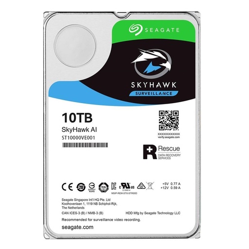 [303801082] [ST10000VE001] DISCO DURO 10TB SKYHAWK AI SATA III 7200 RPM CACHE 256MB 3.5" VIDEOVIGILANCIA