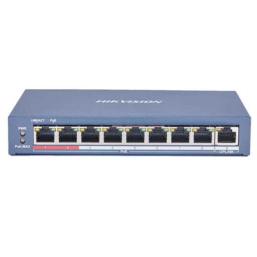 [301801293] [DS-3E0109P-E/M] SWITCH POE 8 PUERTOS A 10/100 MBPS + 1 PUERTO UPLINK