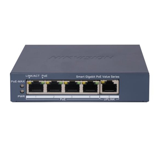 [301802989] [DS-3E1505P-EI/M(O-STD)] SWITCH SMART POE GIGABIT DE 4 PUERTOS