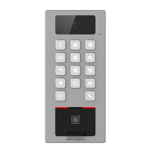 [302918809] [DS-K1T502DBFWX-C(STD)] LECTOR BIOMETRICO CON TECLADO PARA EXTERIOR ANTIVANDÁLICO IP65 & IK09 CON FUNCIÓN DE VIDEOPORTERO MULTIAPARTAMENTO HUELLA, TARJETA, CÓDIGO QR, PIN O APP